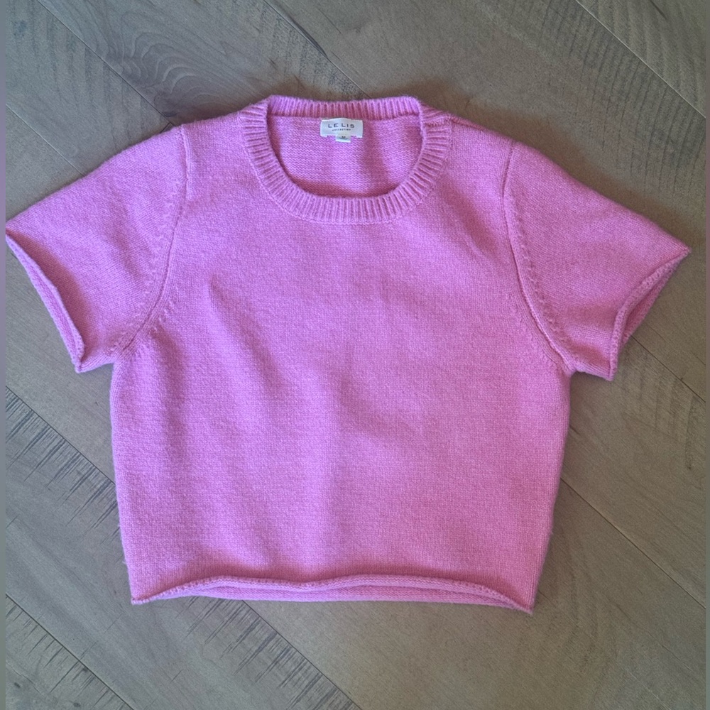 JUST REDUCED BNWT LE' LIS PINK SS SWEATER MIX, MATCH ALL YOUR FAVORITE BOTTOMS